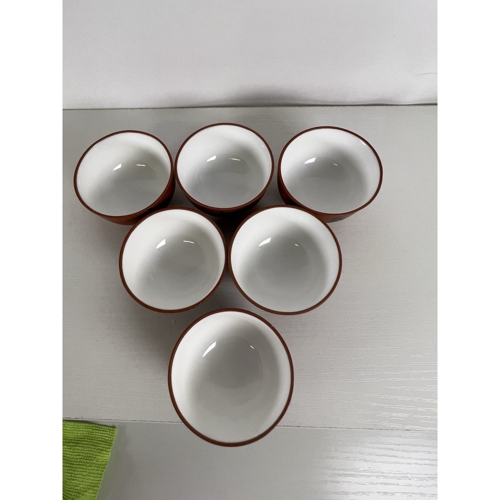 Tokoname Ware Sencha Tea Set | 6 Japanese Cups | White Interior‎ | 2"x1.5" - Picture 7 of 9